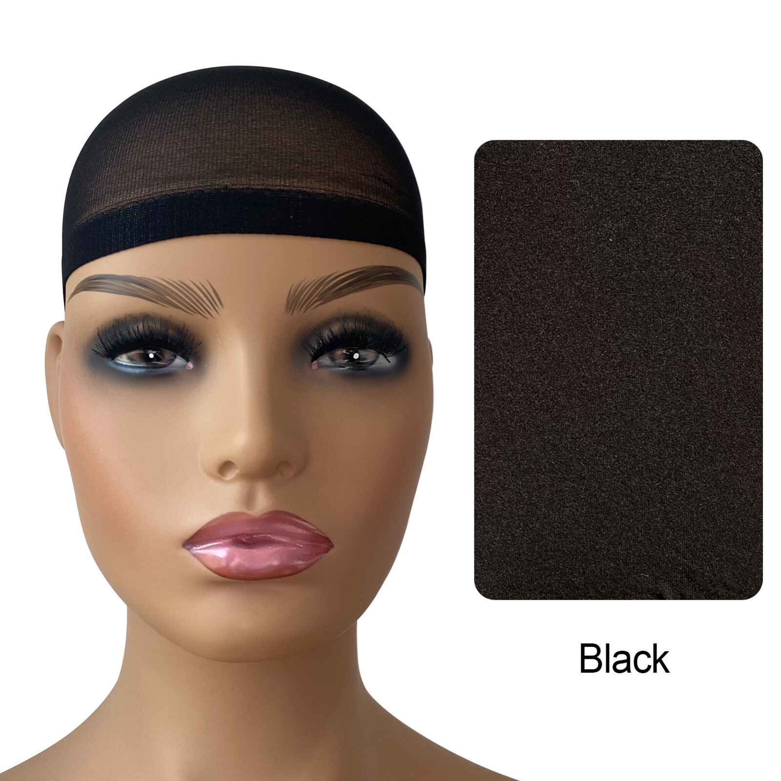 2pcs Deluxe Nylon Stocking Stretchy Wig Caps Light Coffee,Nude,Black, Beige