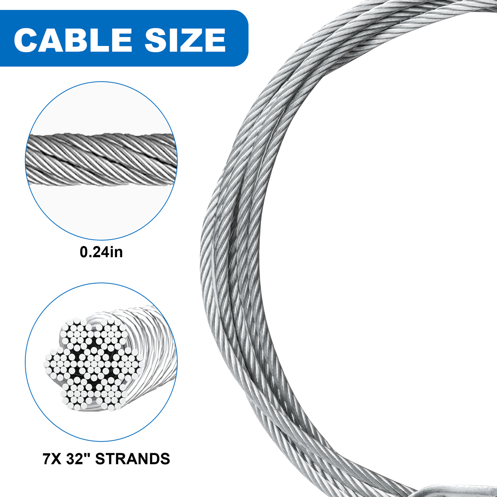 Fits Tommy Gate Lift gate 002939 Universal 7/32 Repair Cable Set w/hardware