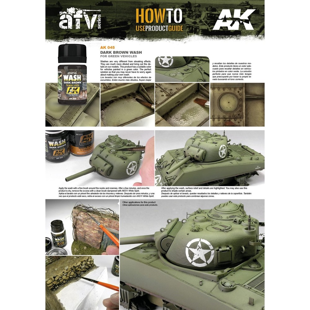AK Interactive Dark Brown Wash Enamel Paint 35ml Bottle