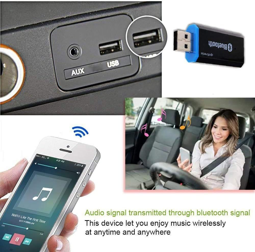 USB Bluetooth Receiver Adapter, Wireless Audio Adapter Car Kit Music Receiver fo
