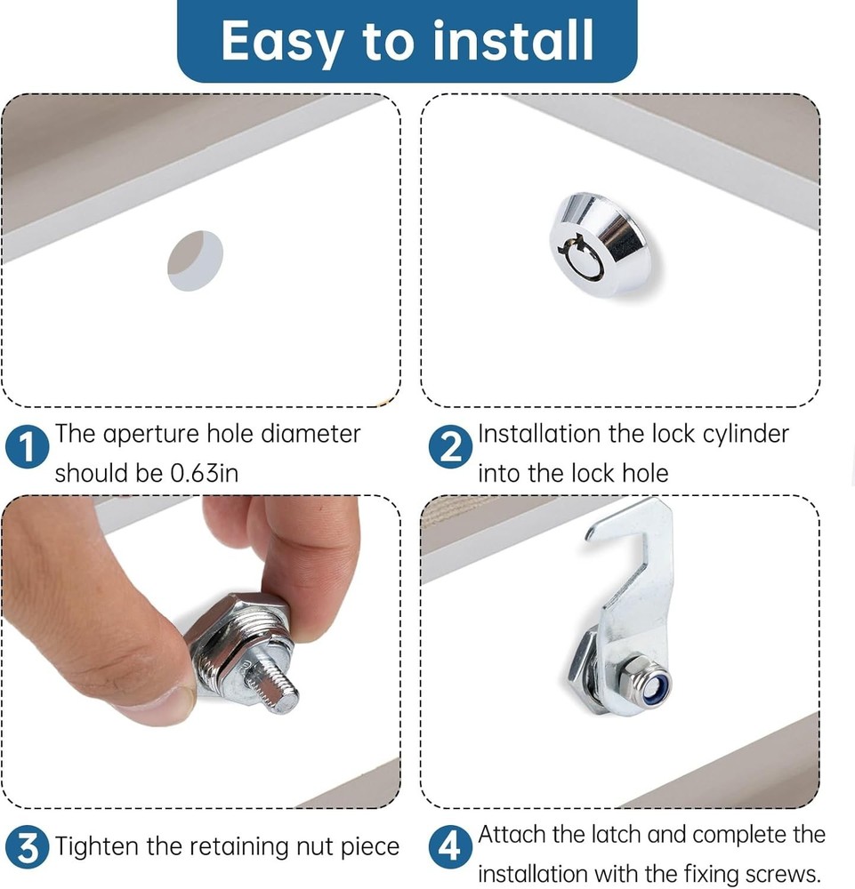 Silver Tool Box Locks with Keys for Craftsman, 5/8" Cam Lock Replacement, 2 Sets