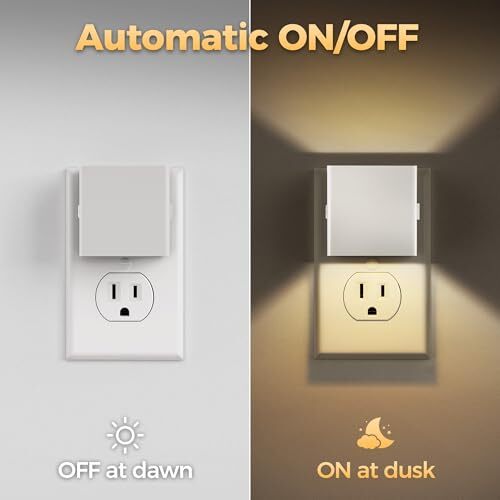 LED Night Lights Plug into Wall [2 Pack], Plug in Nightlight, 3 Level