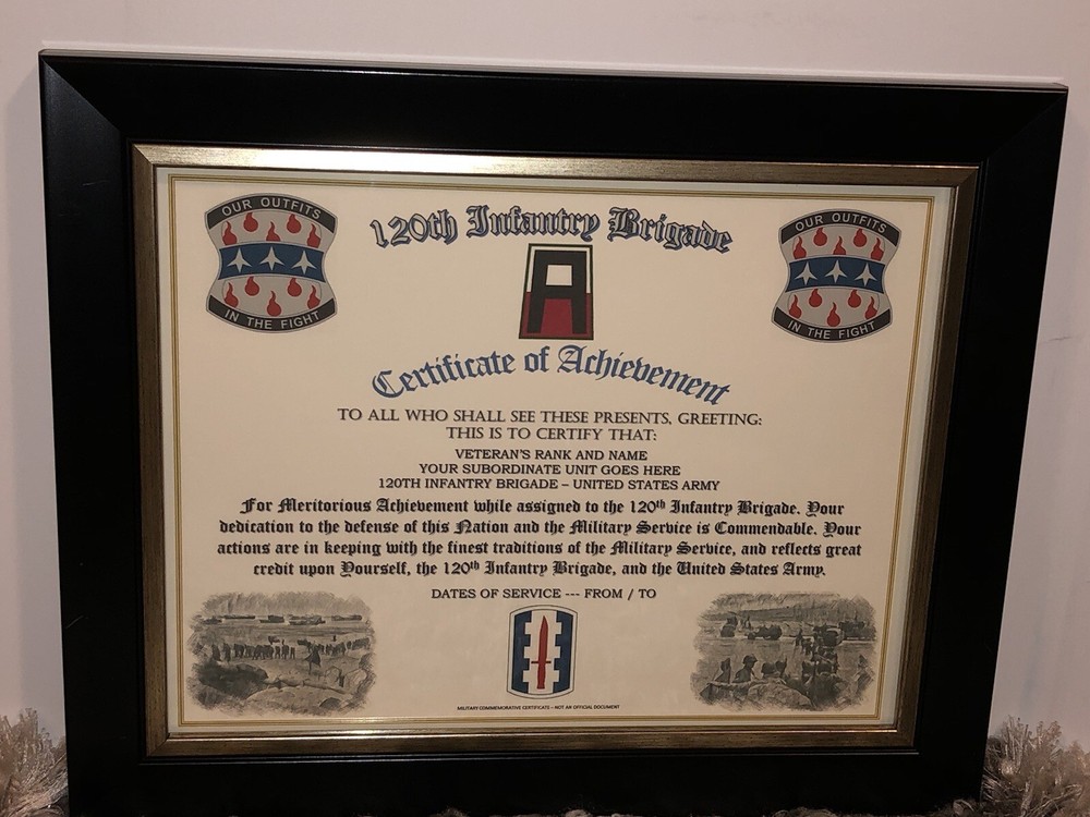 120TH INFANTRY BRIGADE - COA / (COMMEMORATIVE CERTIFICATE)
