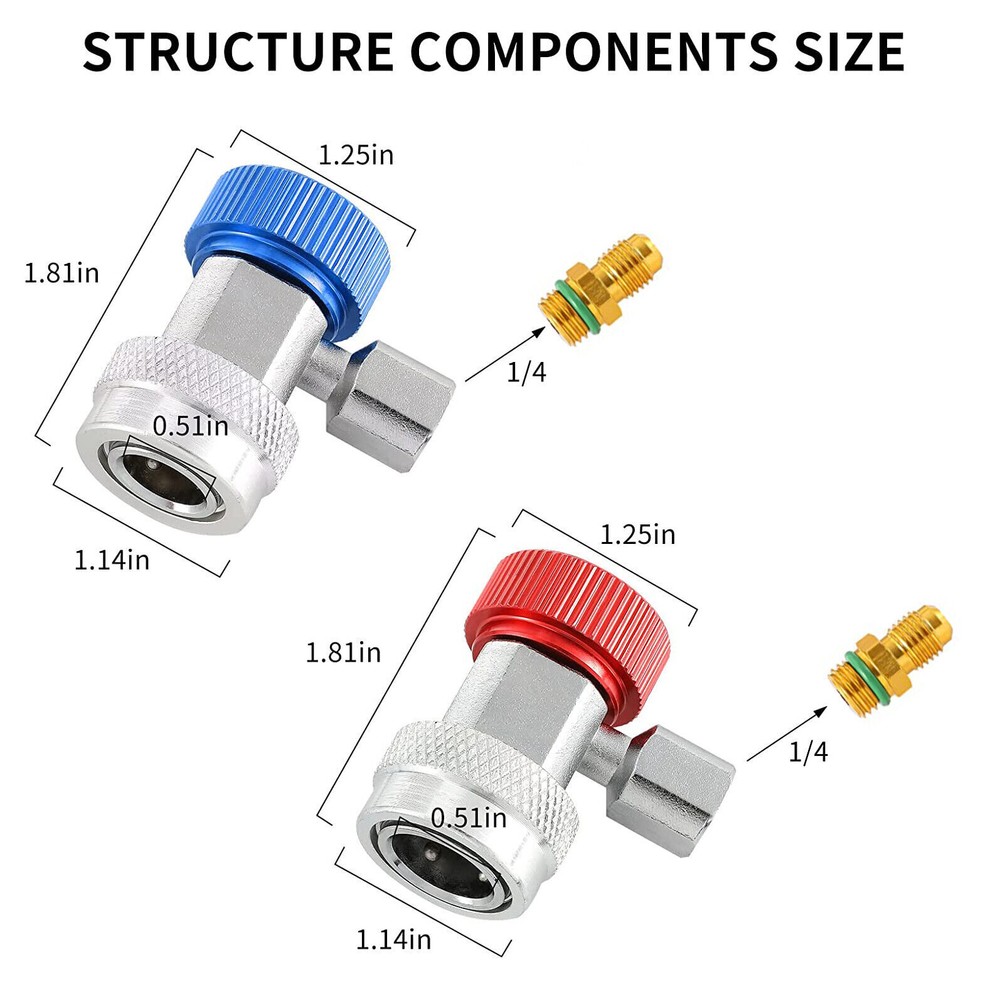 Adjustable AC Quick Coupler Connector Adapter High Low Side 1/4" SAE HVAC