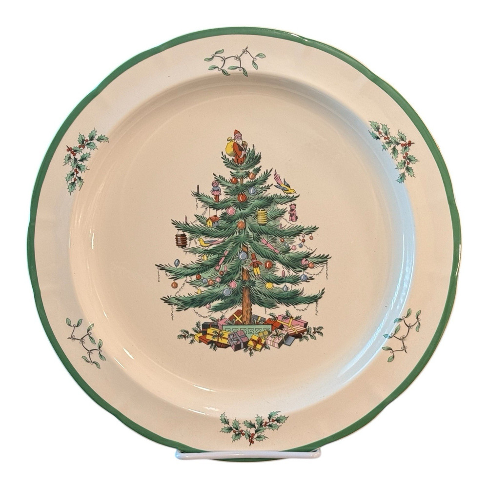 Spode Christmas Tree Pattern Holiday 12" Round Platter Chop Serving Plate