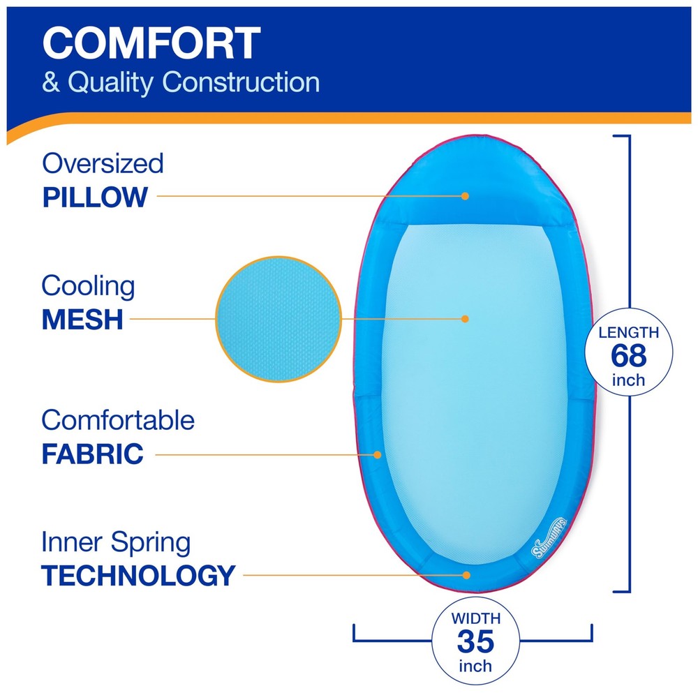 SwimWays Spring Float Premium Hammock Pool Lounger, Inflatable Pool Floats Ad...