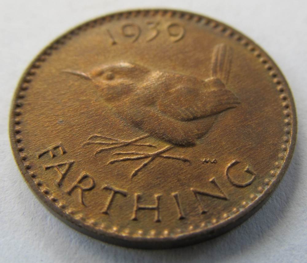 1939 Farthing, George VI, KM #843