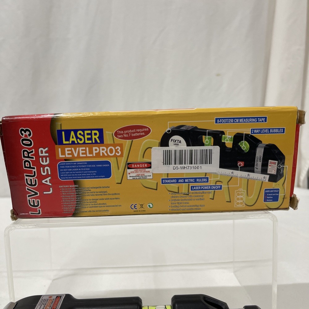 Fixta Laser Level Pro 3 Tool Horizontal Vertical 8 FT 250cm Measuring Tape Ruler
