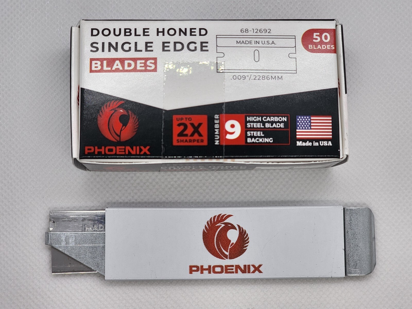 Phoenix - 50 Extra Sharp Single Edge Razor Blades - Made In USA - Double Honed