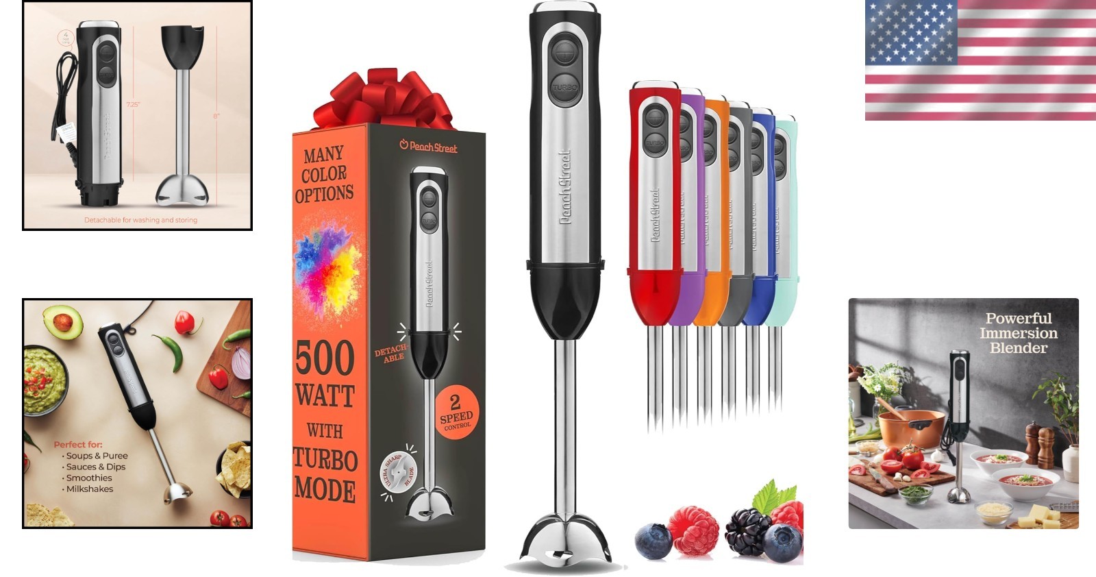 Versatile Handheld Blender Stick: 500 Watt, Detachable Base, Stainless Steel