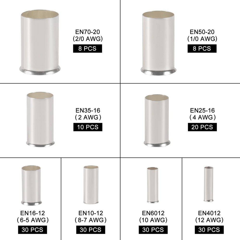 Wire Ferrules Kit 166PCS Copper Crimp Terminal Set Assorted