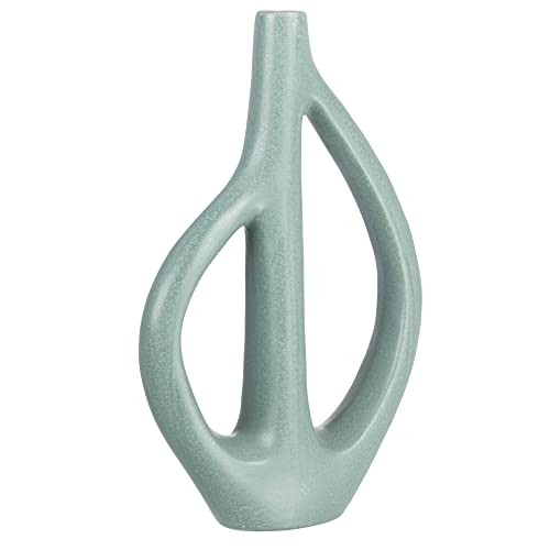 Stoneware Sculptural Vase, Matte Blue
