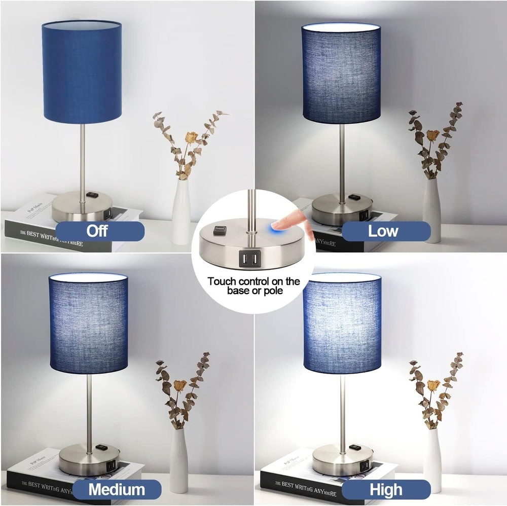 3 dimmable bedside lamps 5000K fluorescent bulbs