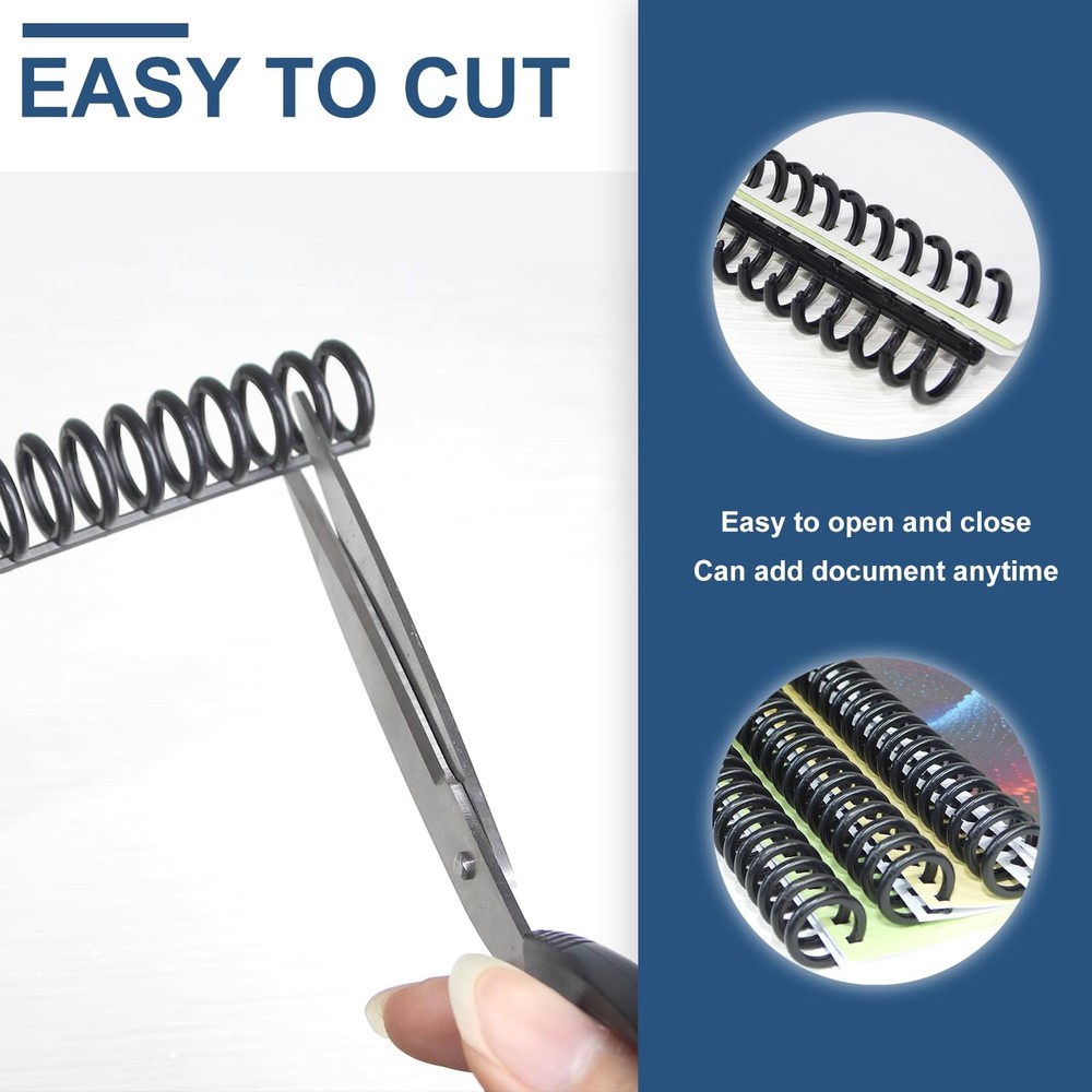 PROC1230BK Click Binding Spines, 3:1 Pitch, 1/2" Diameter, 90 Sheets Binding ...