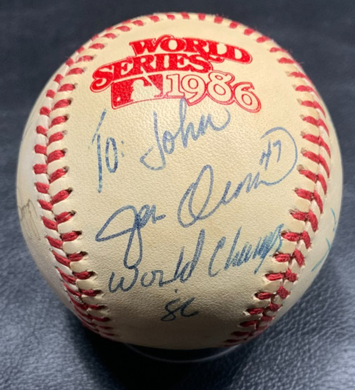 1986 NY METS SIGNED Official World Series BASEBALL SIGNED 5 PLAYERS + Harrelson