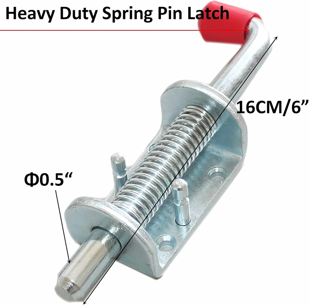 Durable 2 Pcs Spring Loaded Latch Pin Set, 1/2" Barrel Bolt for Doors & Trailers