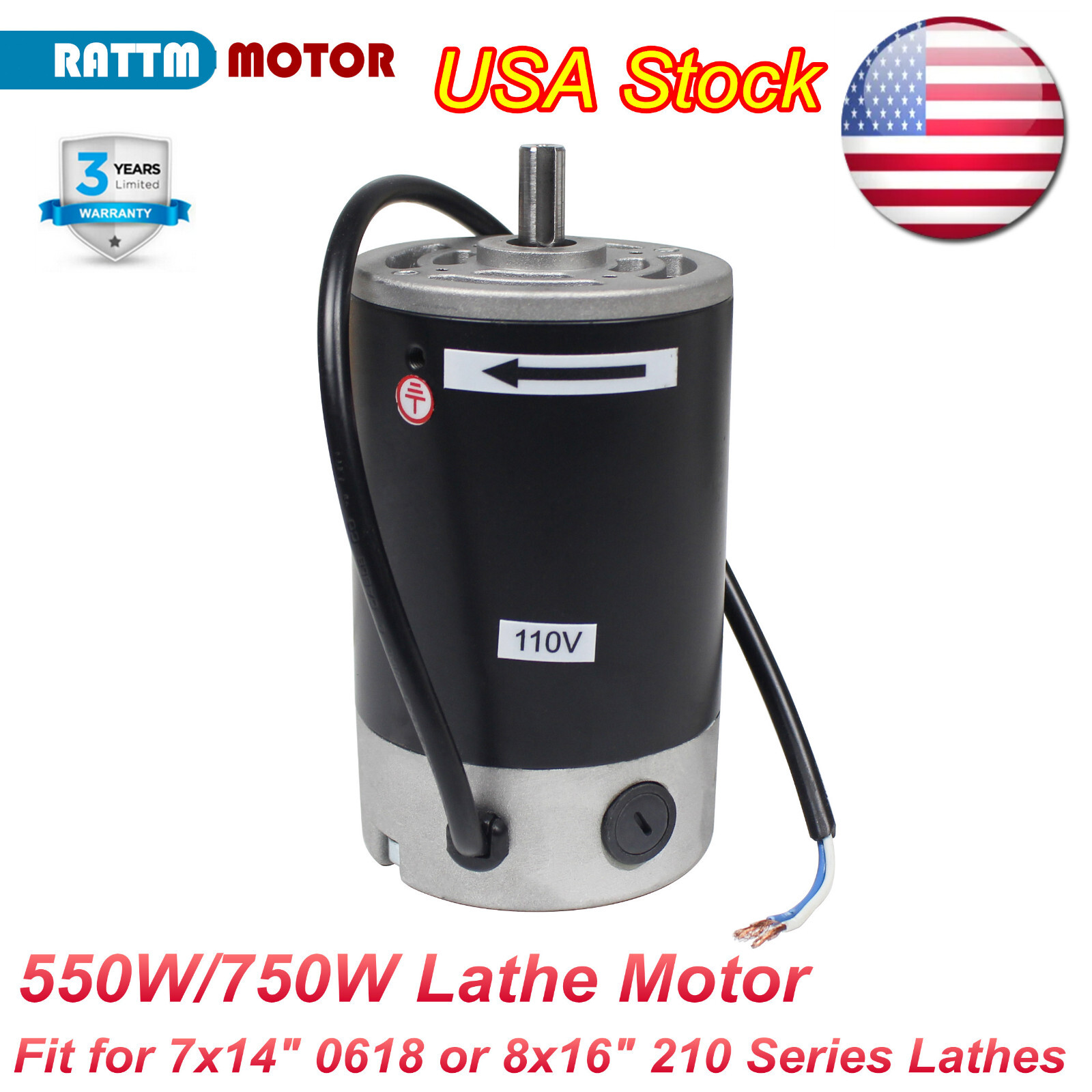 【USA】550W 750W Brushed Lathe Motor 6000rpm 110V For Lathe 210 8"x16" 7"x14" 0618
