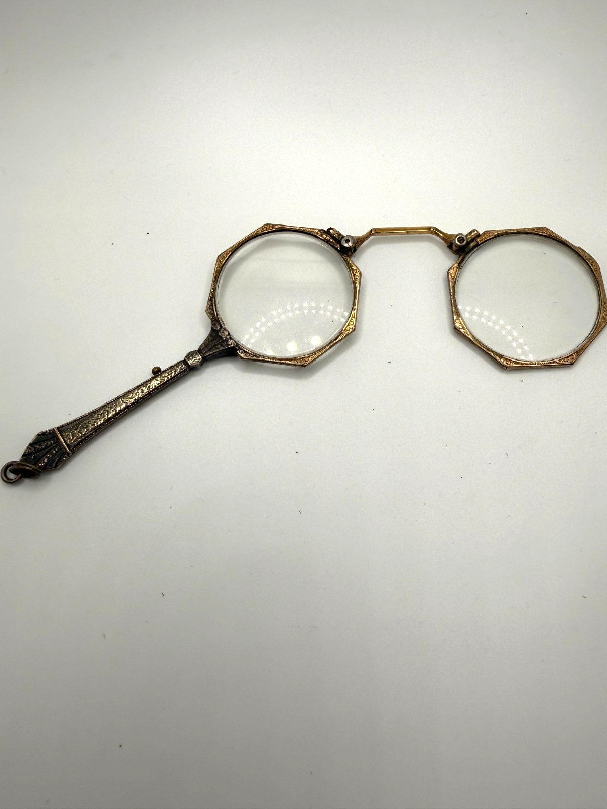 Antique Art Deco Folding Opera Lorgnette Glasses Beautifully Engraved