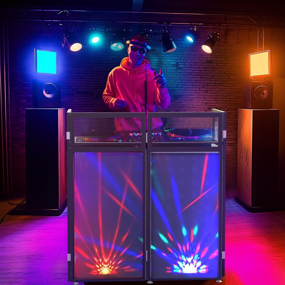 YooKoo Foldable DJ Booth for Tool-Free Assembly, DJ Table with White & Black ...