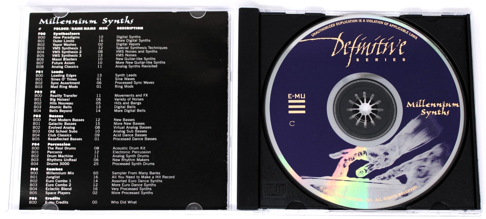 E-MU Systems Millenium Synths E-Mu Format Sample/Sound Library/Sampling CD