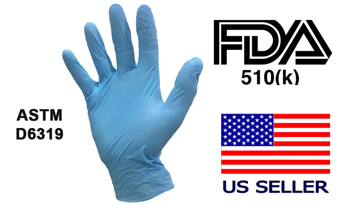 Blue Nitrile Medical Exam Gloves Powder Free XS, S, M, L, XL  - 10 to 1000 Count