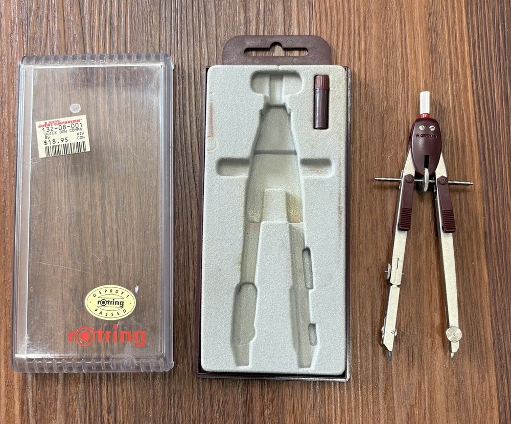 Vintage Rotring Protractor Drafting Tool With Case Made In Germany