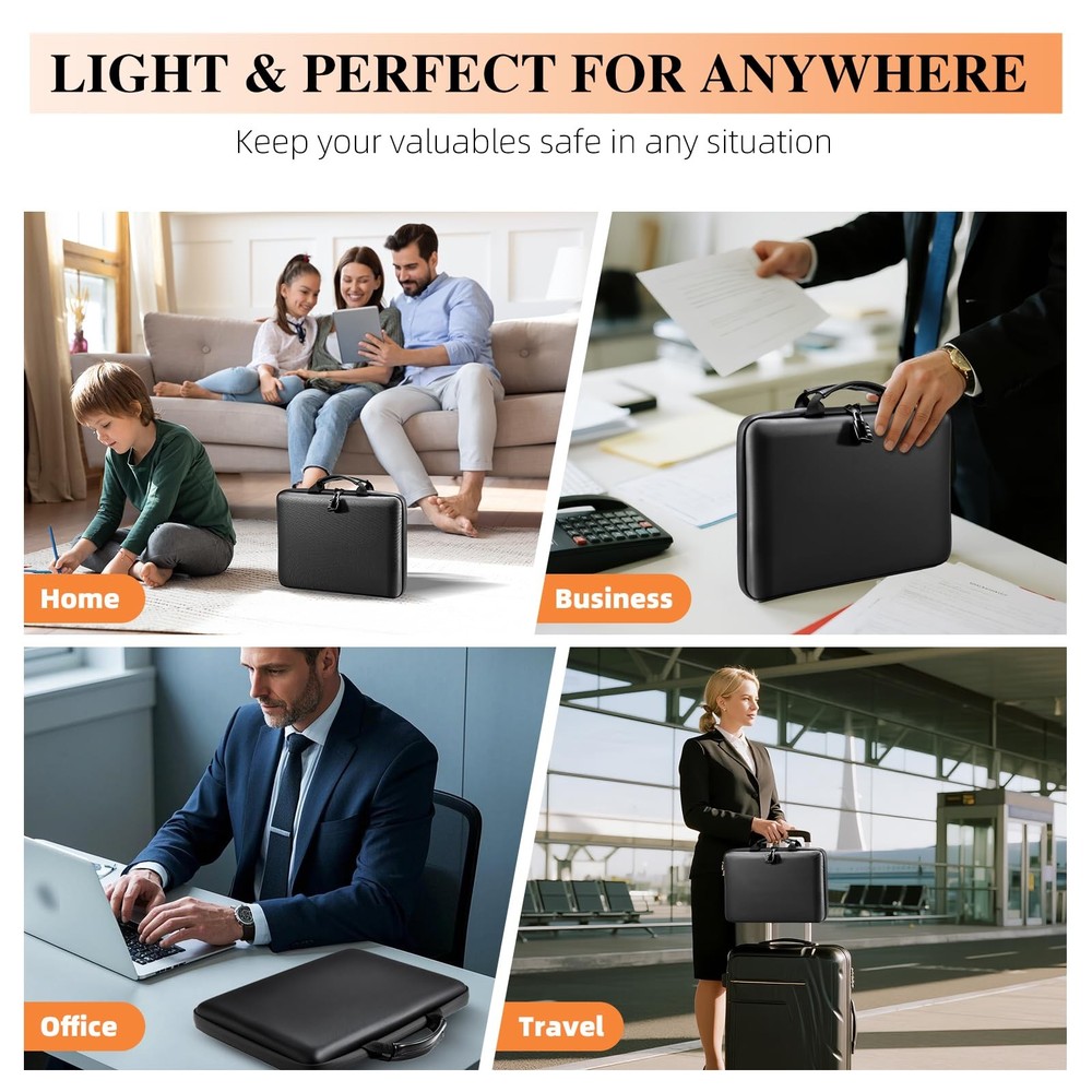 Fireproof Document Box File Organizer Hard-Shell Waterproof Lock 13-Pocket Accor