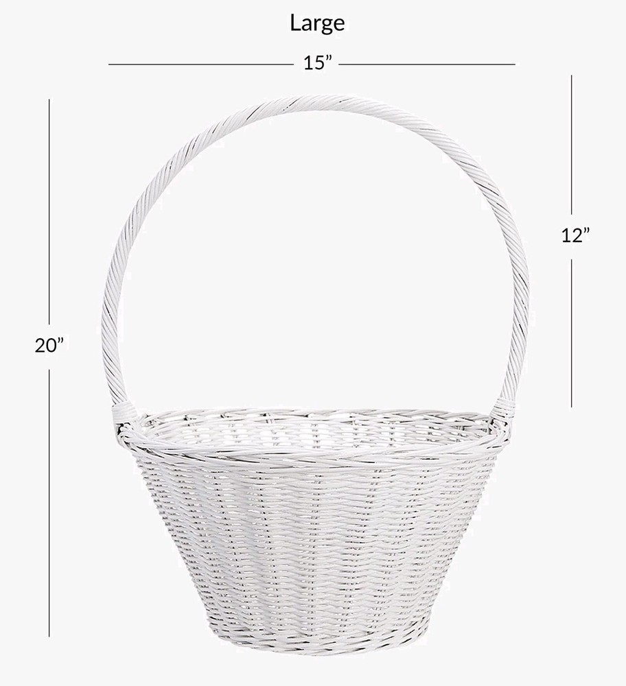 Pottery Barn Large White Wicker Basket 12" NWT Easter Holiday Spring