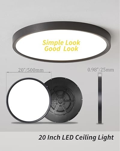 20" Dimmable LED Flush Mount Ceiling Light Panel, 40W 4350LM, Adjustable Color 2