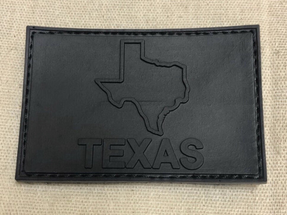 Texas Murdered Out PVC Patch 2”x3” Hook And Loop Blacked Out