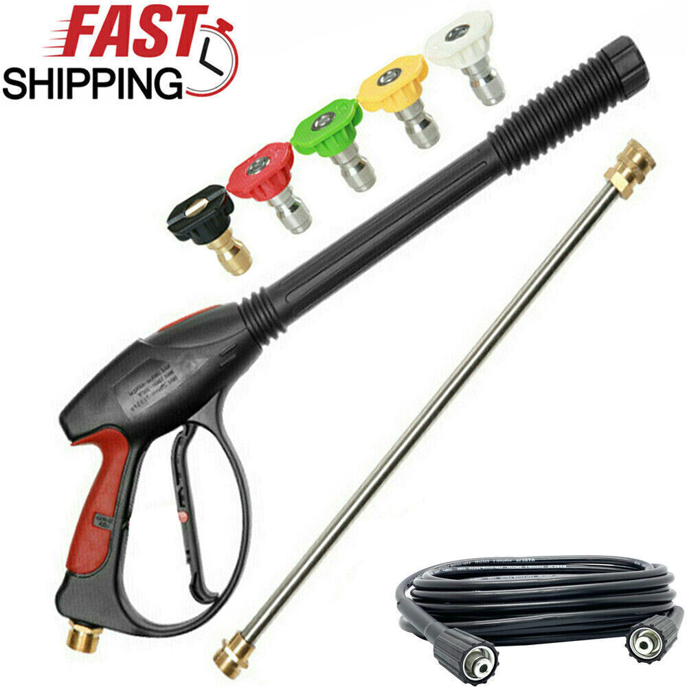 High Pressure Power Washer Spray Gun Wand Lance Nozzle Tips Hose Kit M22 14mm