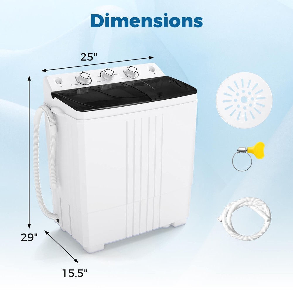Portable Washing Machine with Drain Pump Timer Control Compact Washing Machine