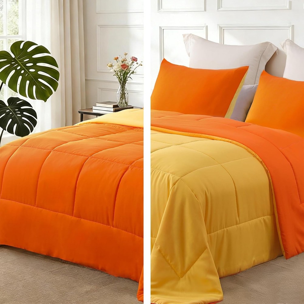 Lightweight Reversible Queen Size Comforter Set Down Alternative Comforter W/ 2