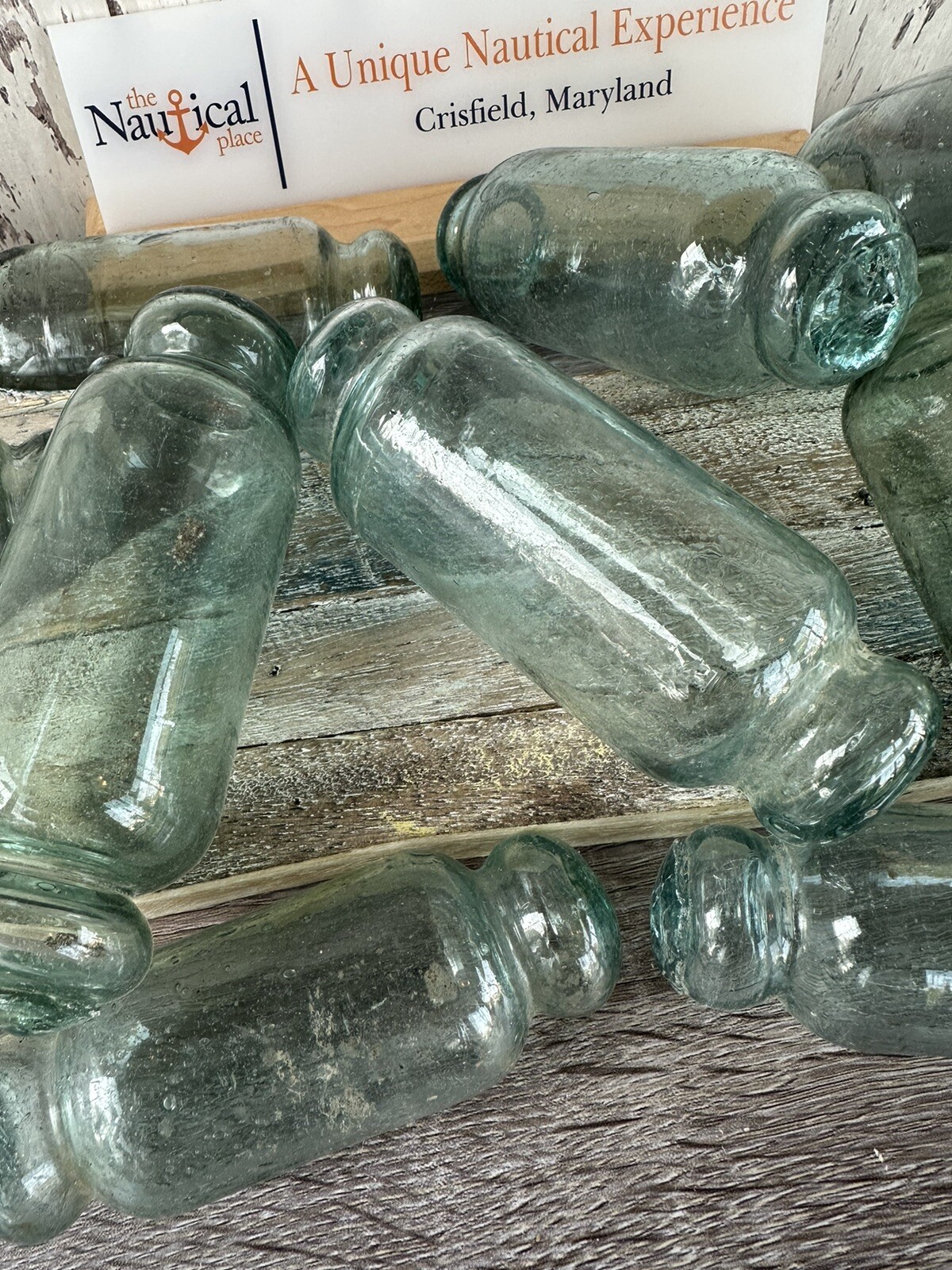 Japanese Rolling Pin Glass Float - Authentic Vintage Japan Fish Net Buoy - Aqua