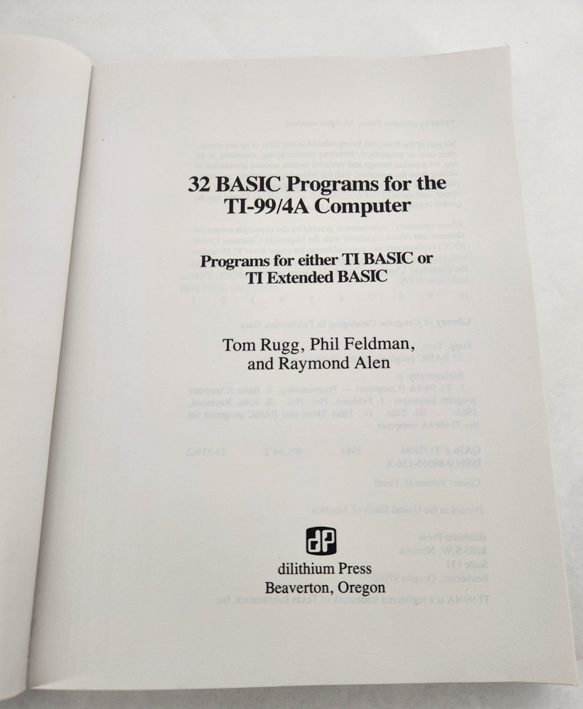 32 Basic Programs for the TI 99/4a Computer: Programs for TI 1984 paperback