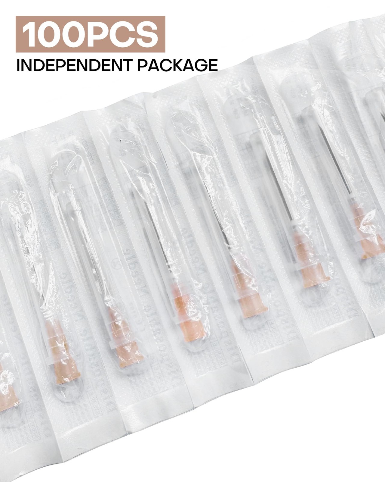 100 Pack 26Ga 1 Inch Injection Needle Sterile Disposable for Lab 26G