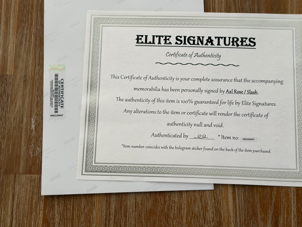 Axl Rose AND Slash autographed 8x10 photo, signed, authentic, Guns N Roses, COA