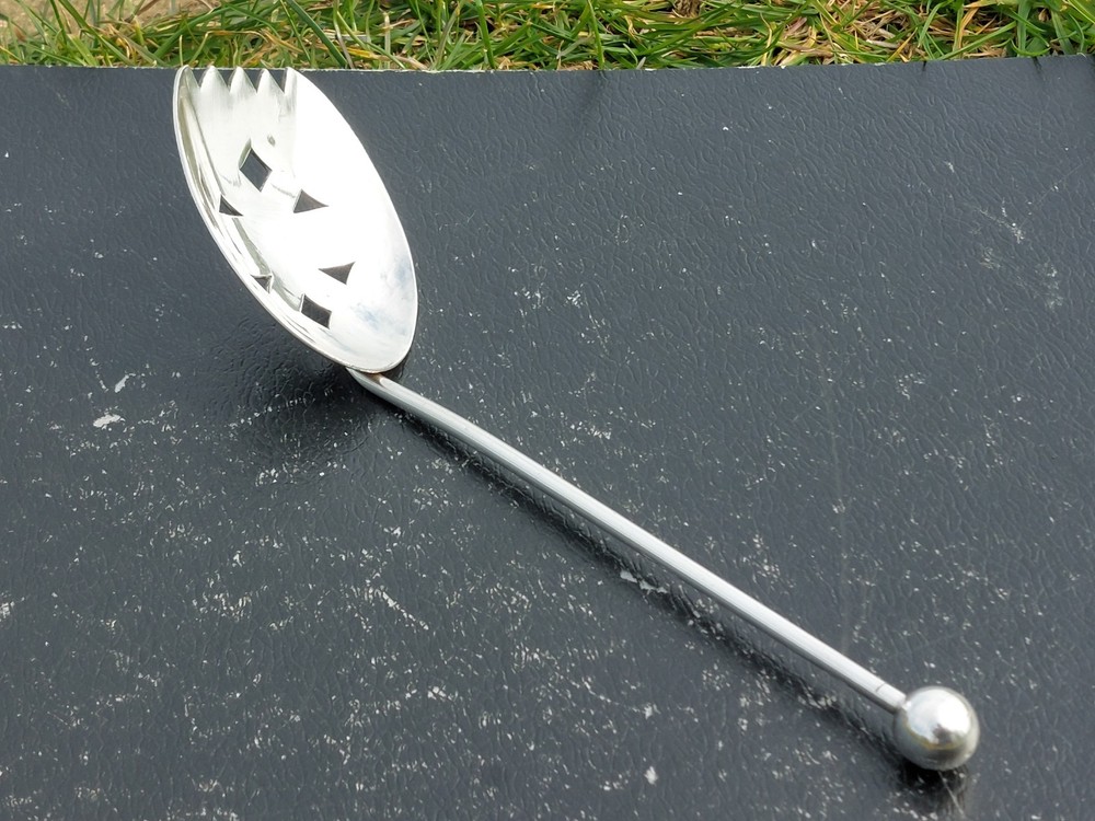 Antique 8" Silver Plated Ice /Absinthe Spoon, Mote Spoon, Cocktail Strainer Fork