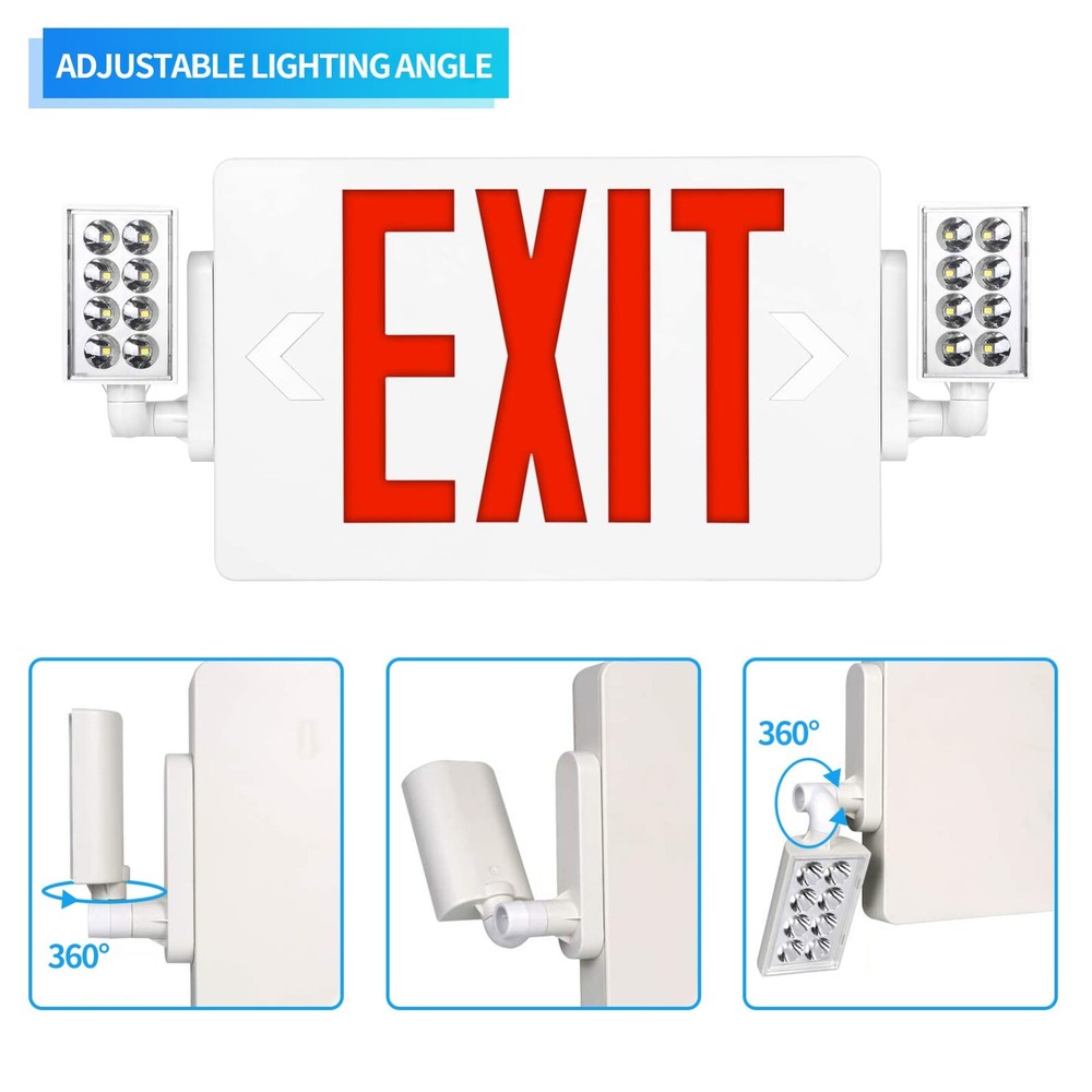 UL Listed- 8 Packs Red Exit Sign Combo with Exit Lighting Battery Backup Set.