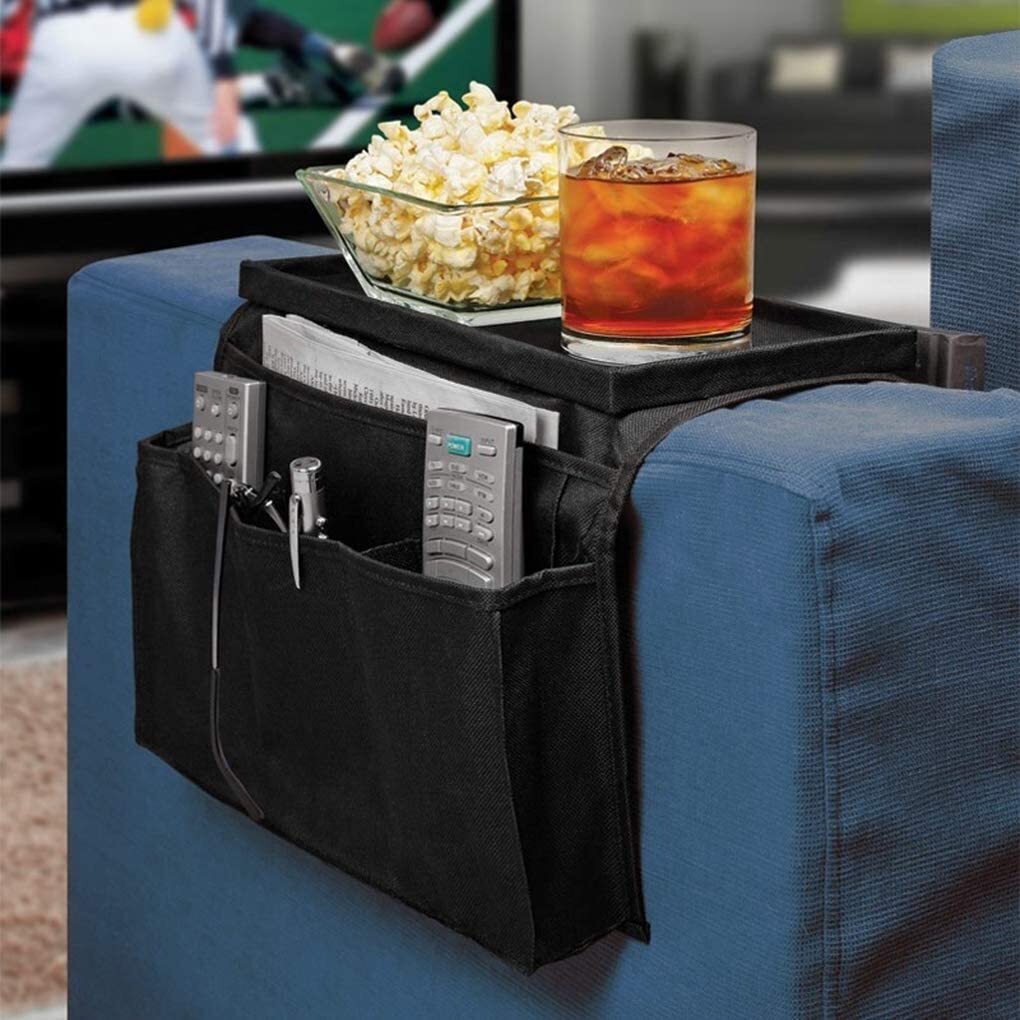 Sofa Armrest Organizer with Cup Holder Tray Couch Armchair Caddy Storage Pockets