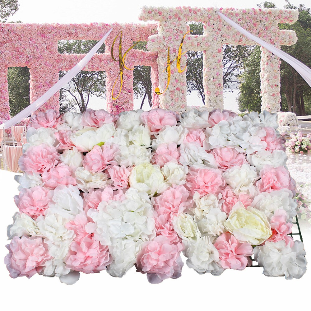 6pcs Artificial Flowers Wall Panel Rose Hydrangea Wedding Party Backdrop Decor