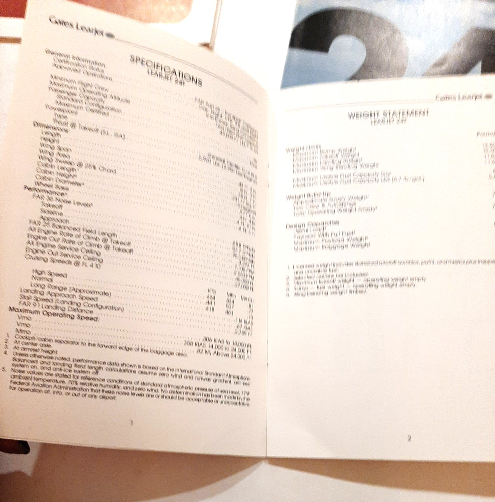 Gates Learjet 24F Brochure & Performance Guide & Reference Guide Century III