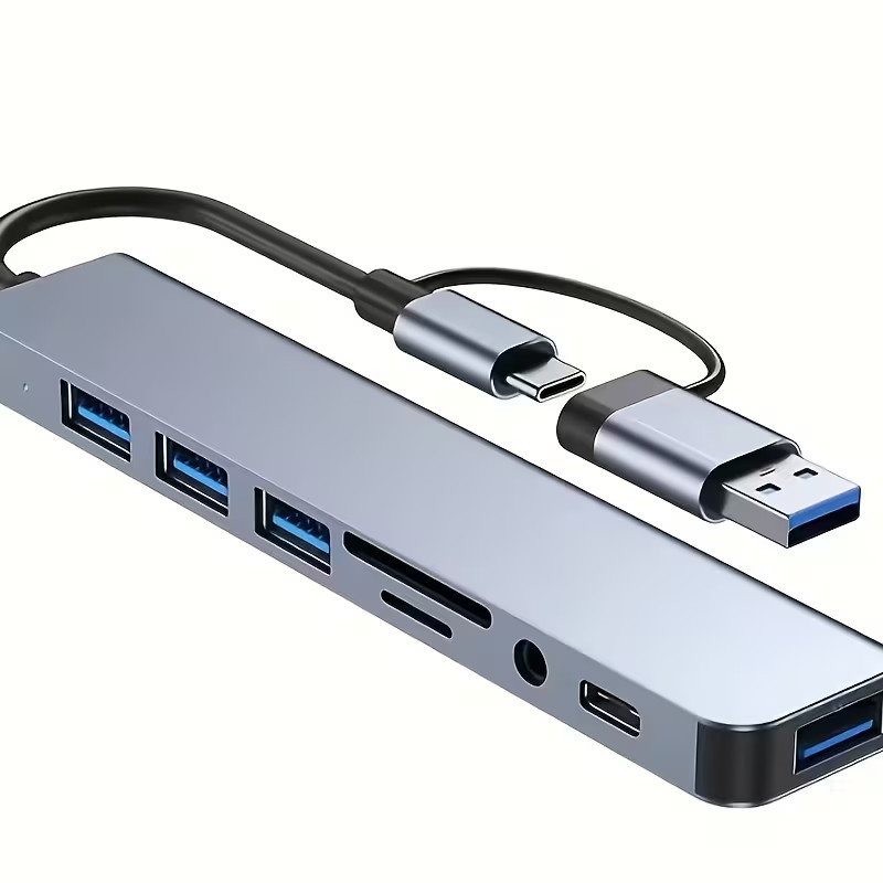 8-1 USB 3.0 Multi-Function Adapter, Supports Audio, TF/SD Cards, USB-C, More