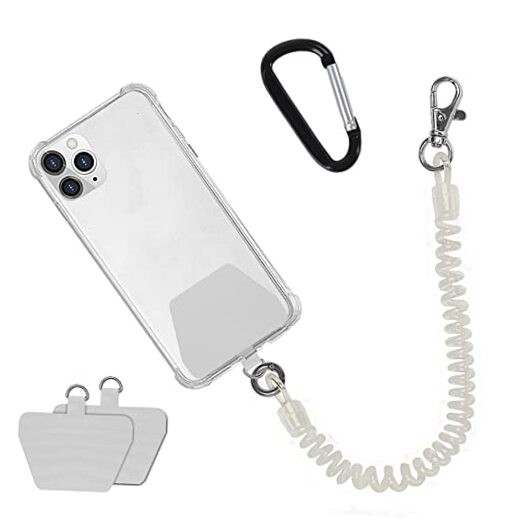 Phone Tether with Patch, Universal Straps 2 Pcak Anchor for Skiing transparent