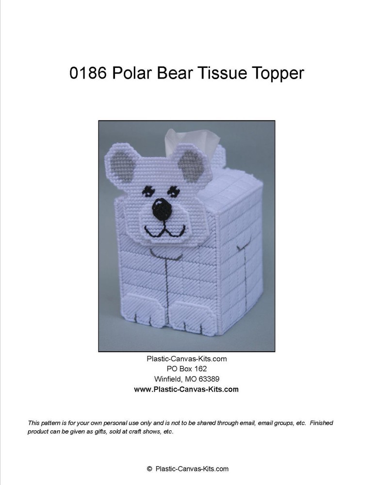 Polar Bear Tissue Topper-Plastic Canvas Pattern or Kit