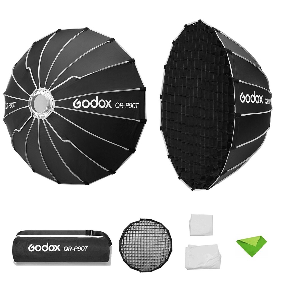 Godox QR-P90T 90cm Parabolic Softbox Quick Release Light Diffuser+Honeycomb Grid