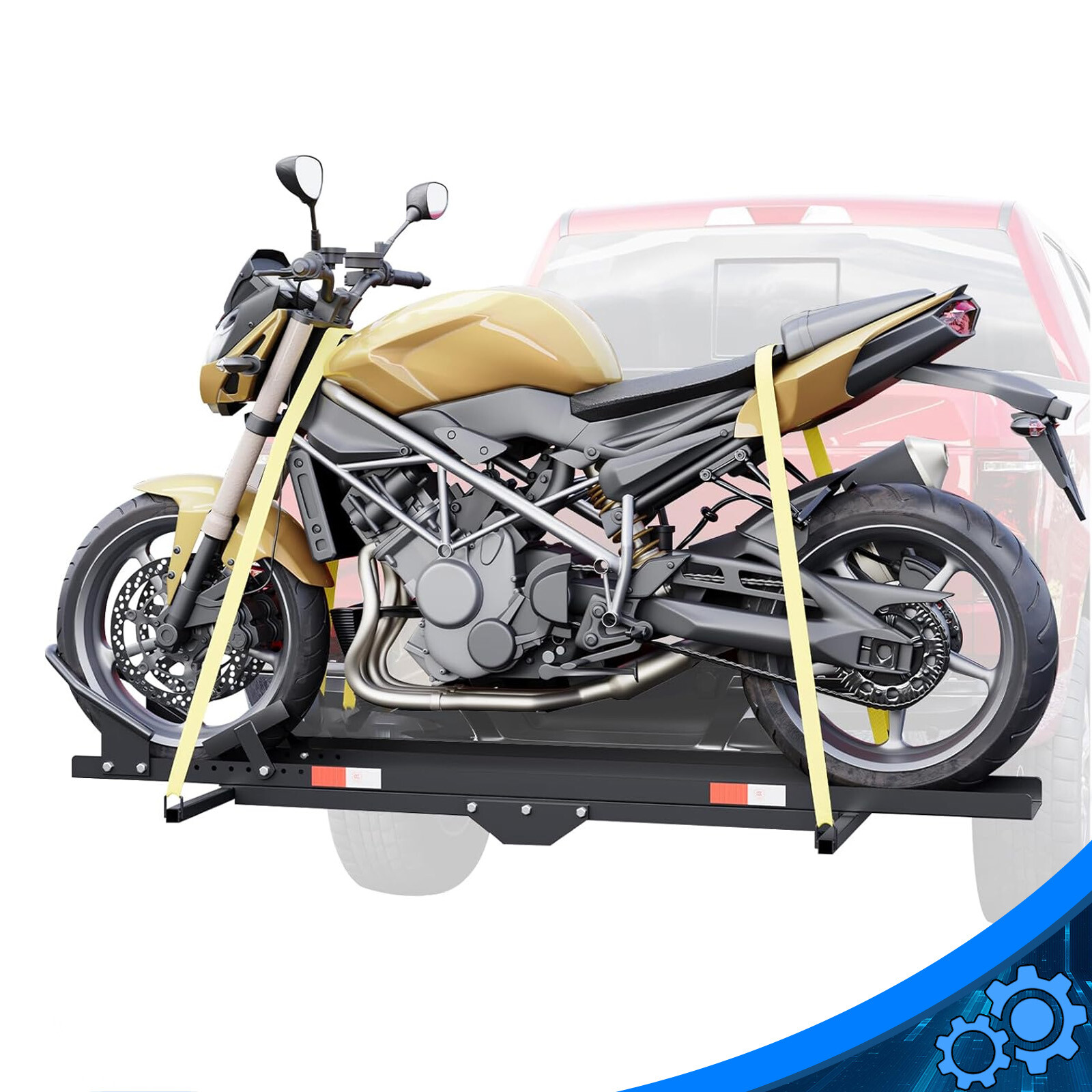 600LBS Black Motorcycle Carrier Hitch Mount Steel Dirt Bike Rack Hauler w/Ramp