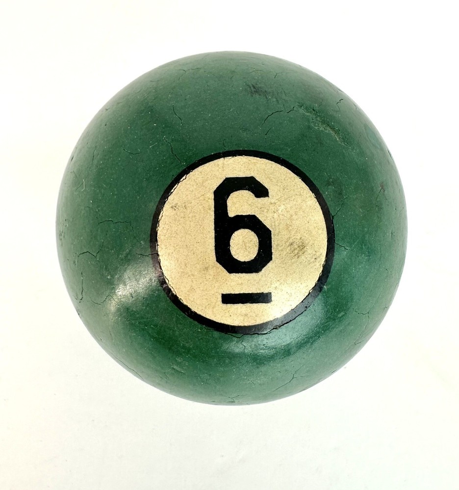 Vintage Clay #6 Solid Green Pool Billiards Ball