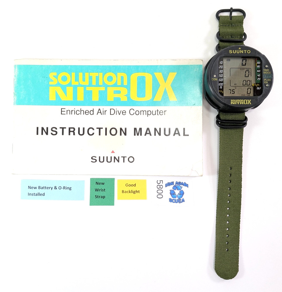 Suunto Solution Nitrox Scuba Dive Wrist Backlit Computer NEW Strap         #5800