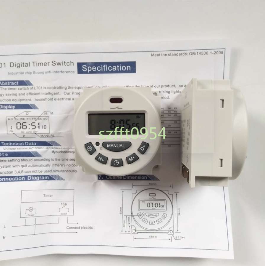 Timer Switch CN101A Digital LCD Control 110V 16A Electronic Relay Programmab